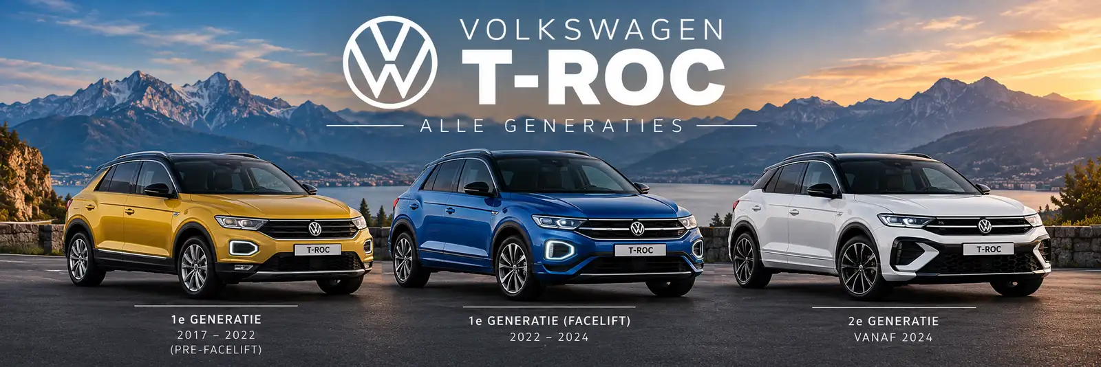 Les générations du Volkswagen T-Roc côte à côte (illustration)